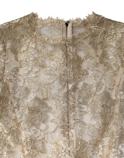 Dolce & Gabbana Gold Floral Spitze Lange Ärmel Fit &amp