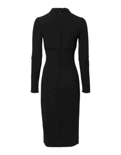 Dolce & Gabbana Schwarzes langärmeliges Bodycon Etuikleid Midikleid