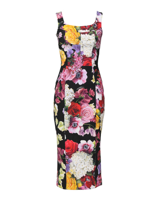 Dolce & Gabbana Multicolor Ortensia Patchwork Etuikleid