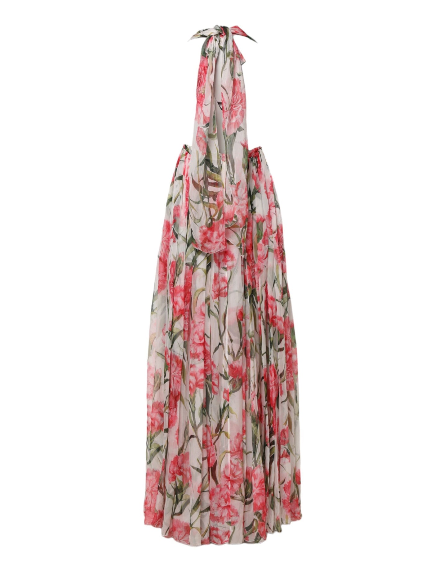 Dolce & Gabbana Weißes geblümtes Seidenhalter-Maxikleid in A-Linie