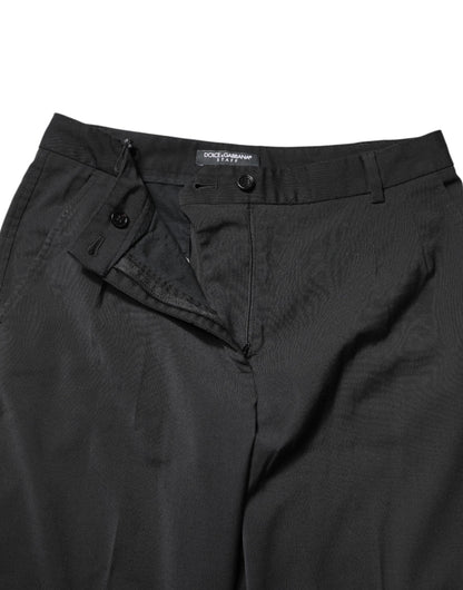Dolce & Gabbana Schwarze Polyesterhose mit hoher Taille