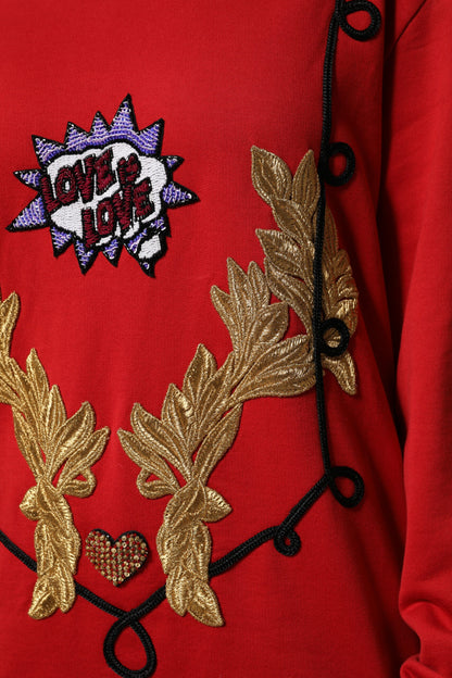 Dolce & Gabbana Roter Cotton Queen Pullover mit Pailletten