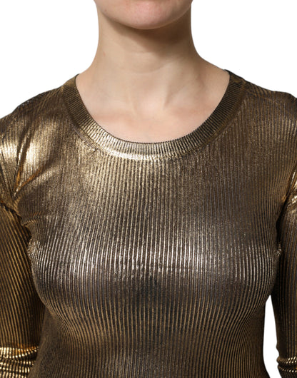 Dolce & Gabbana Gold Rundhalsausschnitt Langarmpullover Top