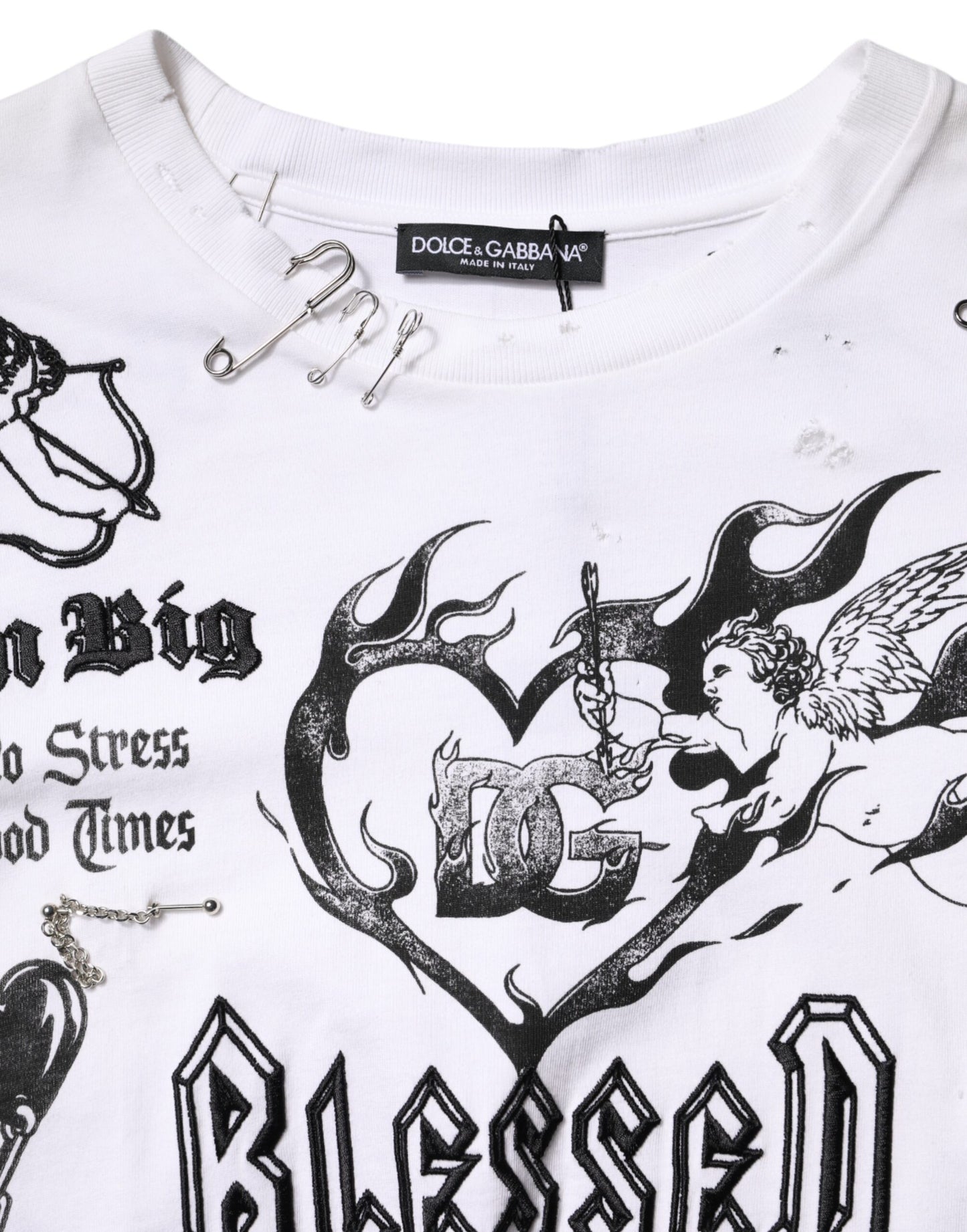 Dolce & Gabbana Bedrucktes T-Shirt aus weißer Baumwolle DG BLESSED