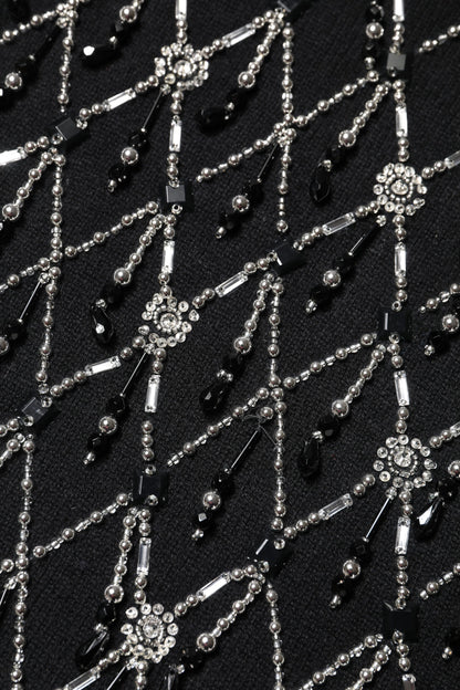 Dolce & Gabbana Schwarzes Kaschmir-Top mit langen Ärmeln und Verzierungen