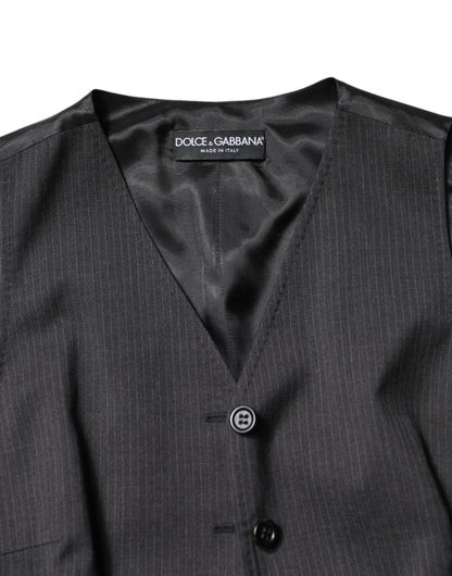 Dolce & Gabbana Schwarz gestreiftes ärmelloses Oberteil mit Knopfleiste