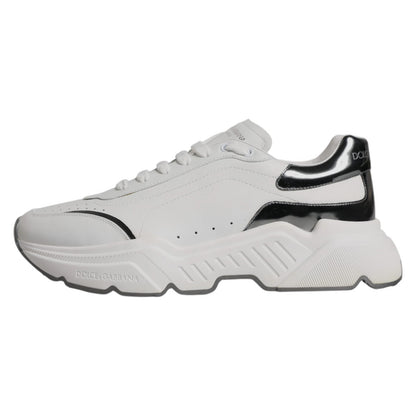 Dolce & Gabbana Weiß Silber DAYMASTER Leder Turnschuhe Schuhe