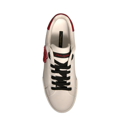 Dolce & Gabbana Weißes Leder DG Logo Low Top Sneaker Schuhe