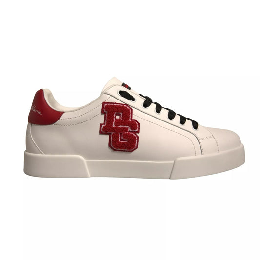 Dolce & Gabbana Weißes Leder DG Logo Low Top Sneaker Schuhe