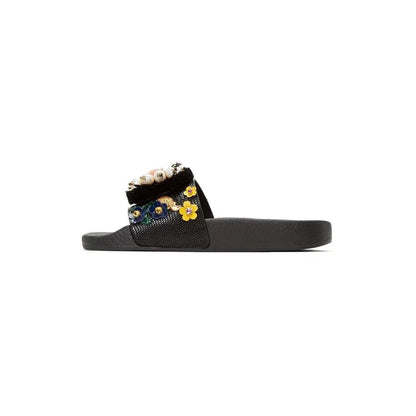 Dolce & Gabbana Schwarze Baumwollsandale