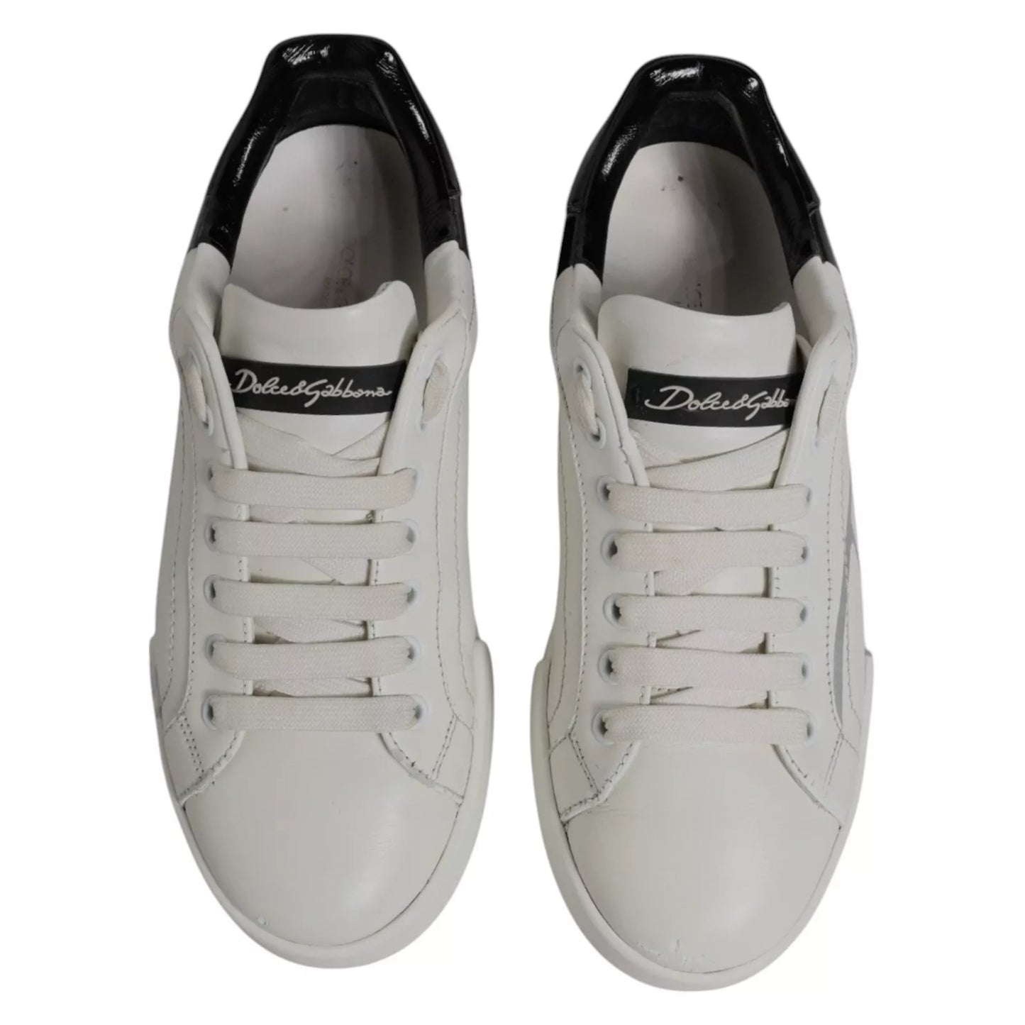 Dolce & Gabbana Weiß Schwarz Logo Portofino Herren Sneaker Schuh