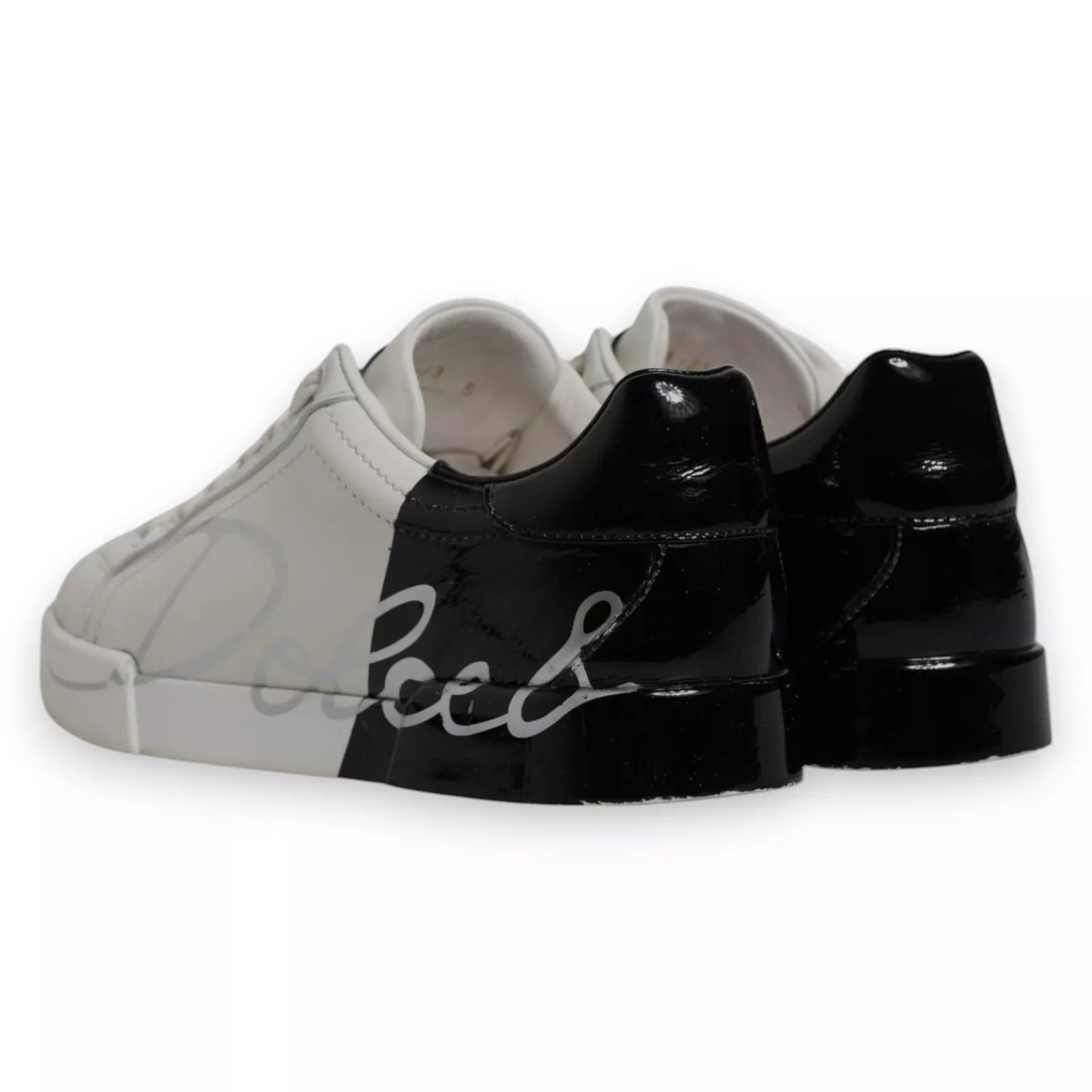 Dolce & Gabbana Weiß Schwarz Logo Portofino Herren Sneaker Schuh