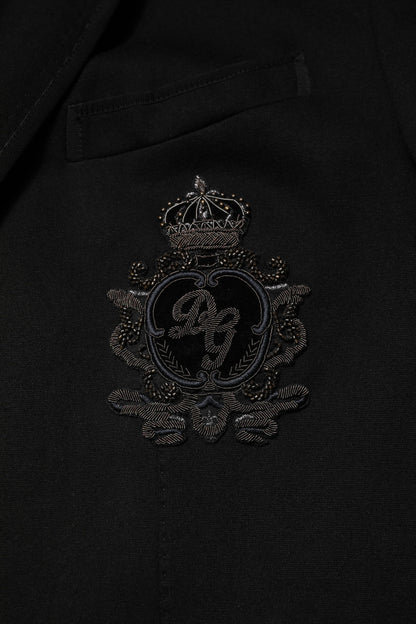 Dolce & Gabbana Schwarzer Viskose DG Crown Blazer Mantel Jacke