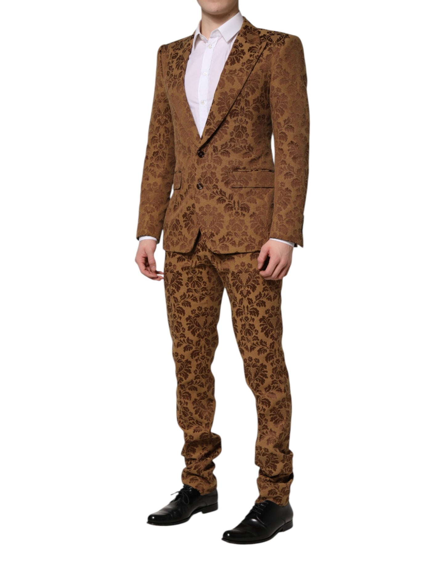 Dolce & Gabbana Brauner geblümter Jacquard-Anzug SICILIA 2 Stück