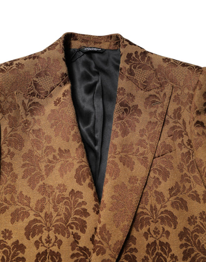 Dolce & Gabbana Brauner geblümter Jacquard-Anzug SICILIA 2 Stück