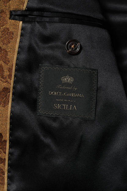 Dolce & Gabbana Brauner geblümter Jacquard-Anzug SICILIA 2 Stück