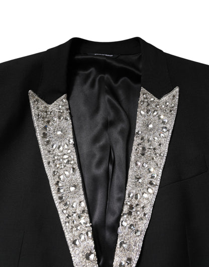 Dolce & Gabbana Schwarzer MARTINI Anzug mit Kristallverzierung 3tlg.