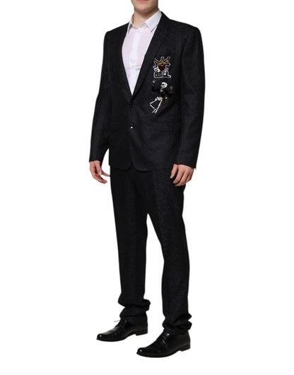 Dolce & Gabbana Schwarzer MARTINI King Skeleton 2 Stück Anzug