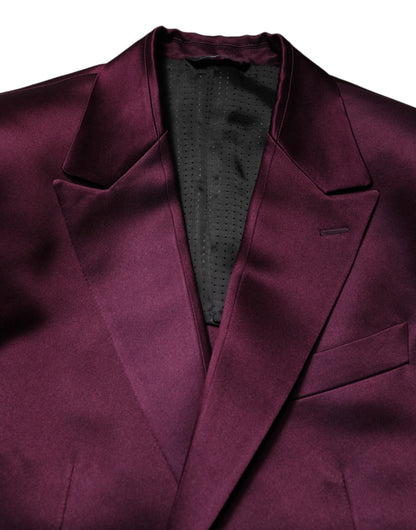 Dolce & Gabbana Dunkelvioletter Seidenanzug 3teilig einreihig