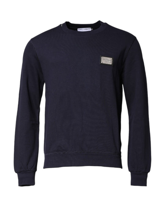 Dolce & Gabbana Dunkelblauer Logo-Rundhals-Pullover