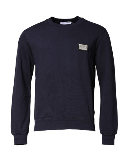 Dolce & Gabbana Dunkelblauer Logo-Rundhals-Pullover