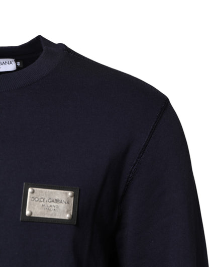 Dolce & Gabbana Dunkelblauer Logo-Rundhals-Pullover
