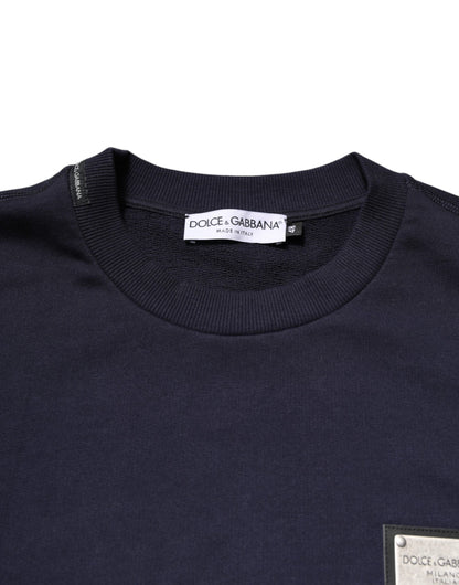 Dolce & Gabbana Dunkelblauer Logo-Rundhals-Pullover