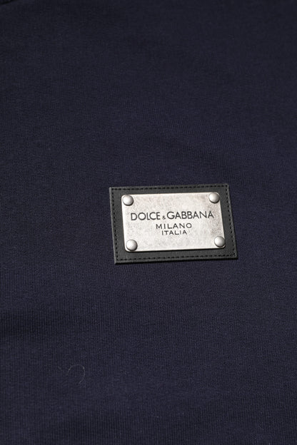 Dolce & Gabbana Dunkelblauer Logo-Rundhals-Pullover