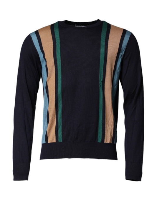 Dolce & Gabbana Mehrfarbig gestreifter Pullover mit Rundhalsausschnitt