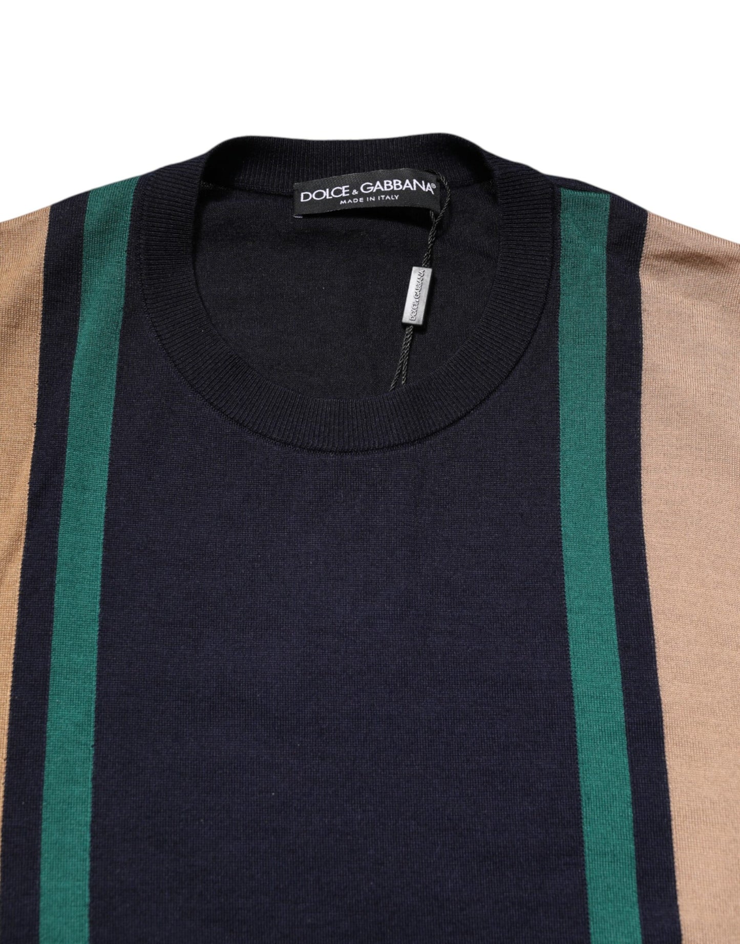 Dolce & Gabbana Mehrfarbig gestreifter Pullover mit Rundhalsausschnitt