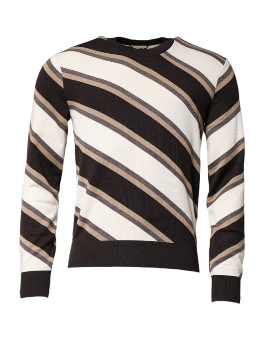 Dolce & Gabbana Mehrfarbig gestreifter Pullover mit Rundhalsausschnitt