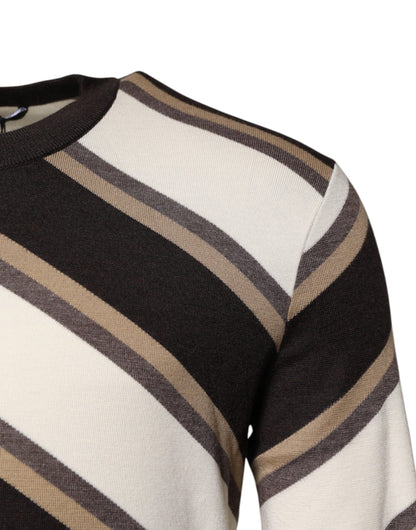 Dolce & Gabbana Mehrfarbig gestreifter Pullover mit Rundhalsausschnitt