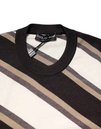 Dolce & Gabbana Mehrfarbig gestreifter Pullover mit Rundhalsausschnitt