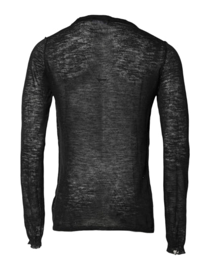 Dolce & Gabbana Schwarzer Polyester Pullover mit Rundhalsausschnitt