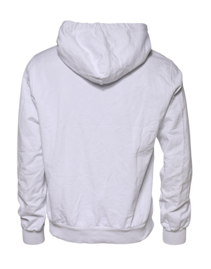 Dolce & Gabbana Weißes Sweatshirt mit geprägtem Logo und Kapuze Pullover