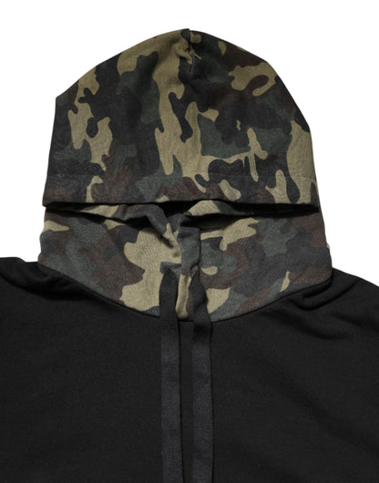 Dolce & Gabbana Schwarzes Kapuzen-Sweatshirt mit Camouflage