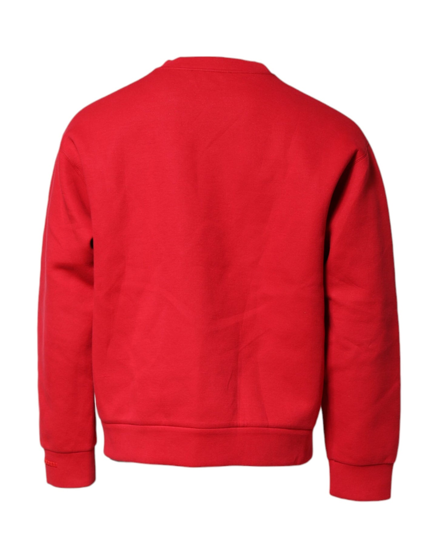 Dolce & Gabbana Roter Rundhalspullover aus Baumwolle mit Logo-Prägung