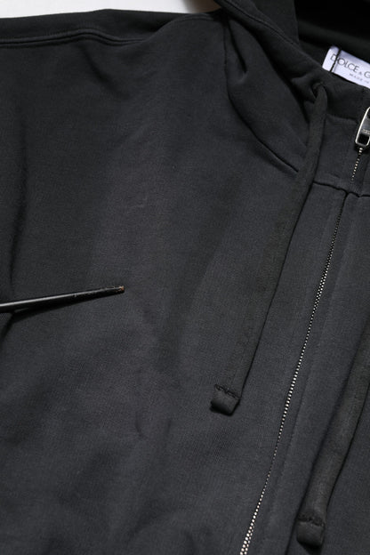 Dolce & Gabbana Schwarzes Logo Sweatshirt mit Kapuze für Männer Pullover mit Reißverschluss
