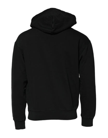 Dolce & Gabbana Schwarzes Logo Sweatshirt mit Kapuze für Männer Pullover mit Reißverschluss