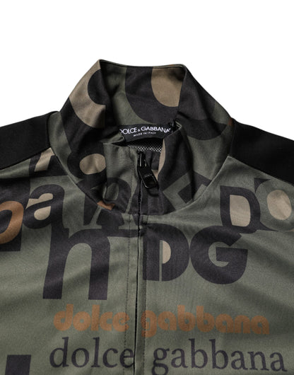 Dolce & Gabbana Mehrfarbiger Logo-Bomberpullover mit durchgehendem Reißverschluss für Männer
