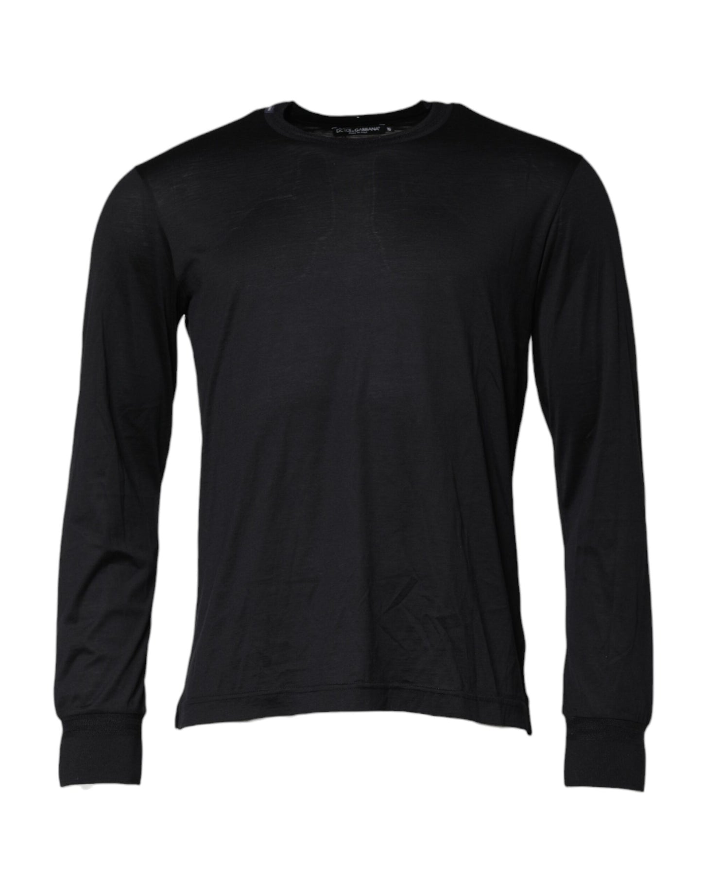 Dolce & Gabbana Dunkelblauer Seiden-Rundhals-Pullover für Männer