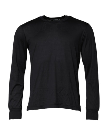 Dolce & Gabbana Dunkelblauer Seiden-Rundhals-Pullover für Männer