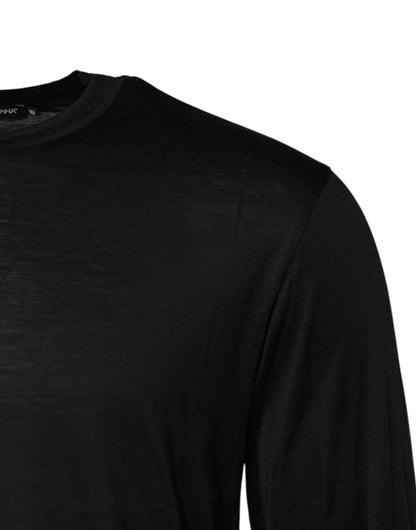 Dolce & Gabbana Dunkelblauer Seiden-Rundhals-Pullover für Männer