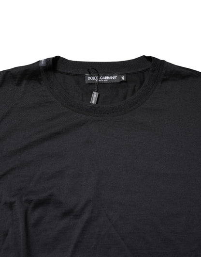 Dolce & Gabbana Dunkelblauer Seiden-Rundhals-Pullover für Männer