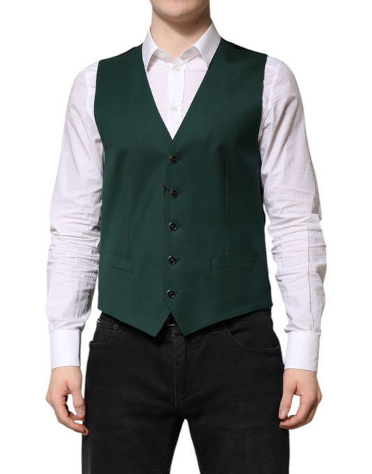 Dolce & Gabbana Grün Wolle Kleid Formal Männer Weste Weste