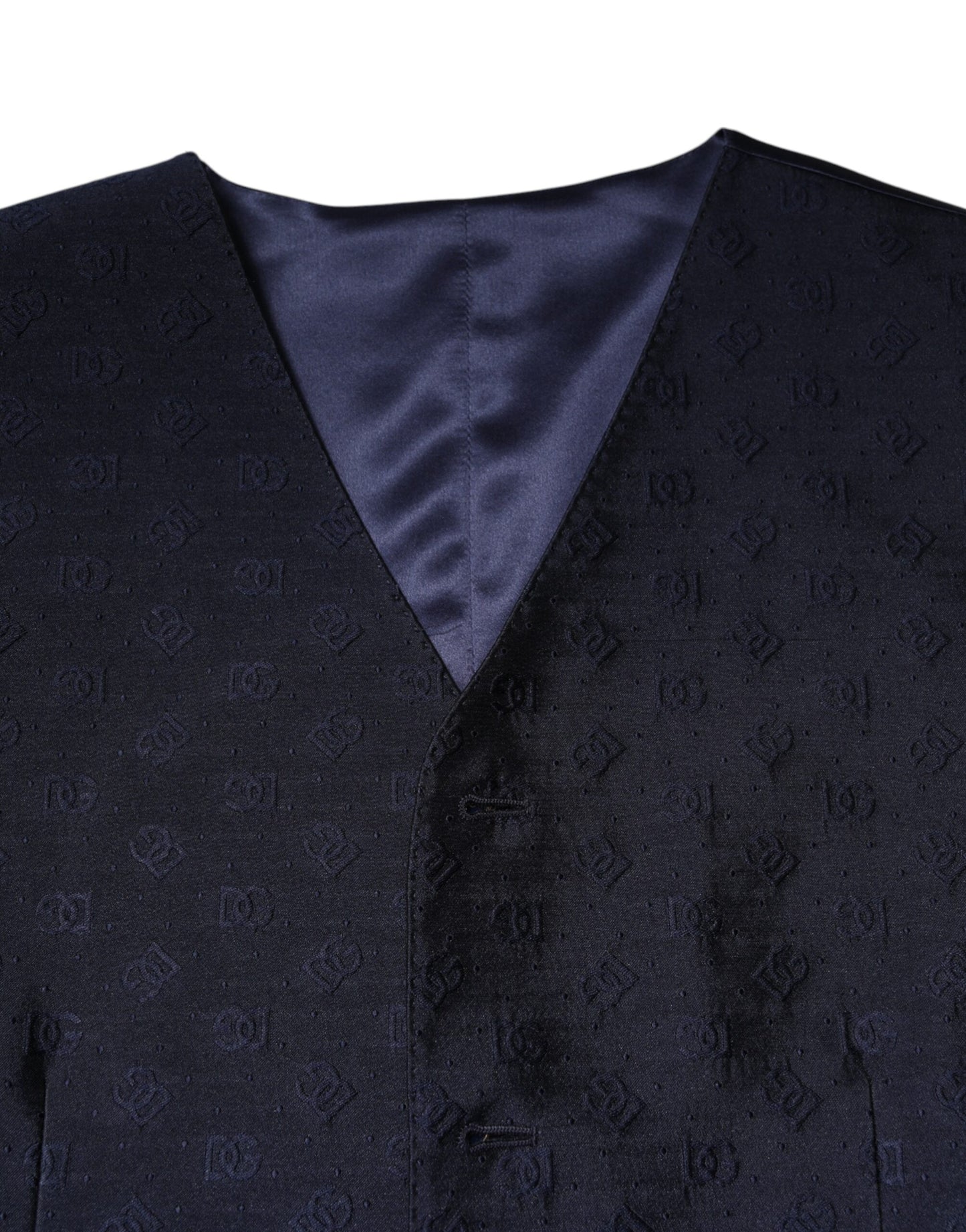 Dolce & Gabbana Dunkelblau Logo Wolle Formal Herren Weste Weste