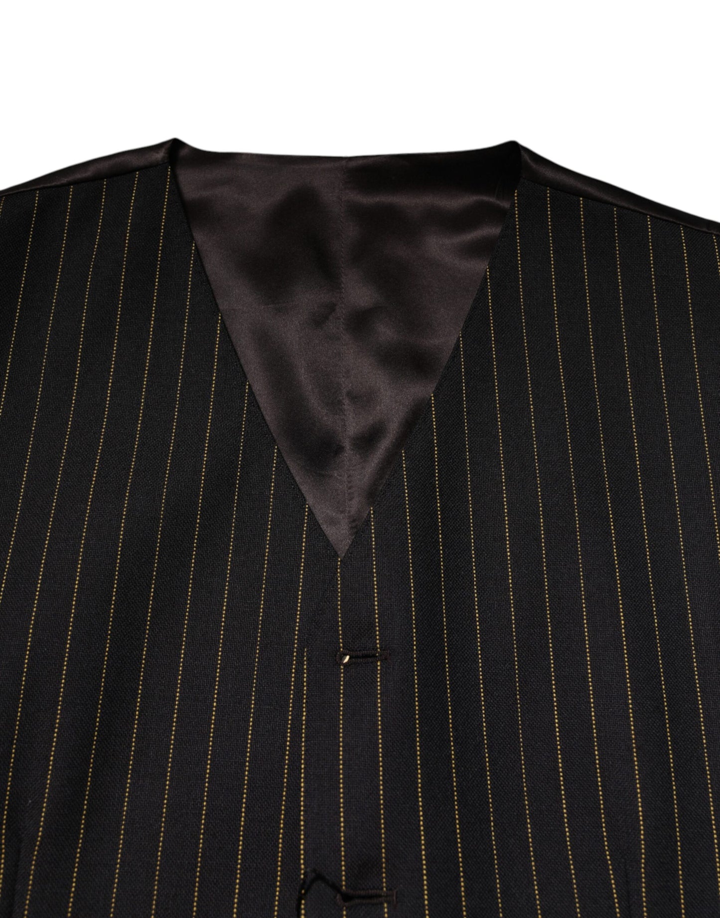 Dolce & Gabbana Schwarz gestreift Wolle Formal Herren Weste Weste