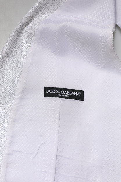 Dolce & Gabbana Weißes Paillettenkleid Formelle Weste Weste