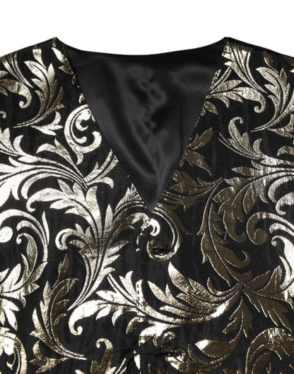 Dolce & Gabbana Schwarz Gold Jacquard Formal Herren Weste Weste