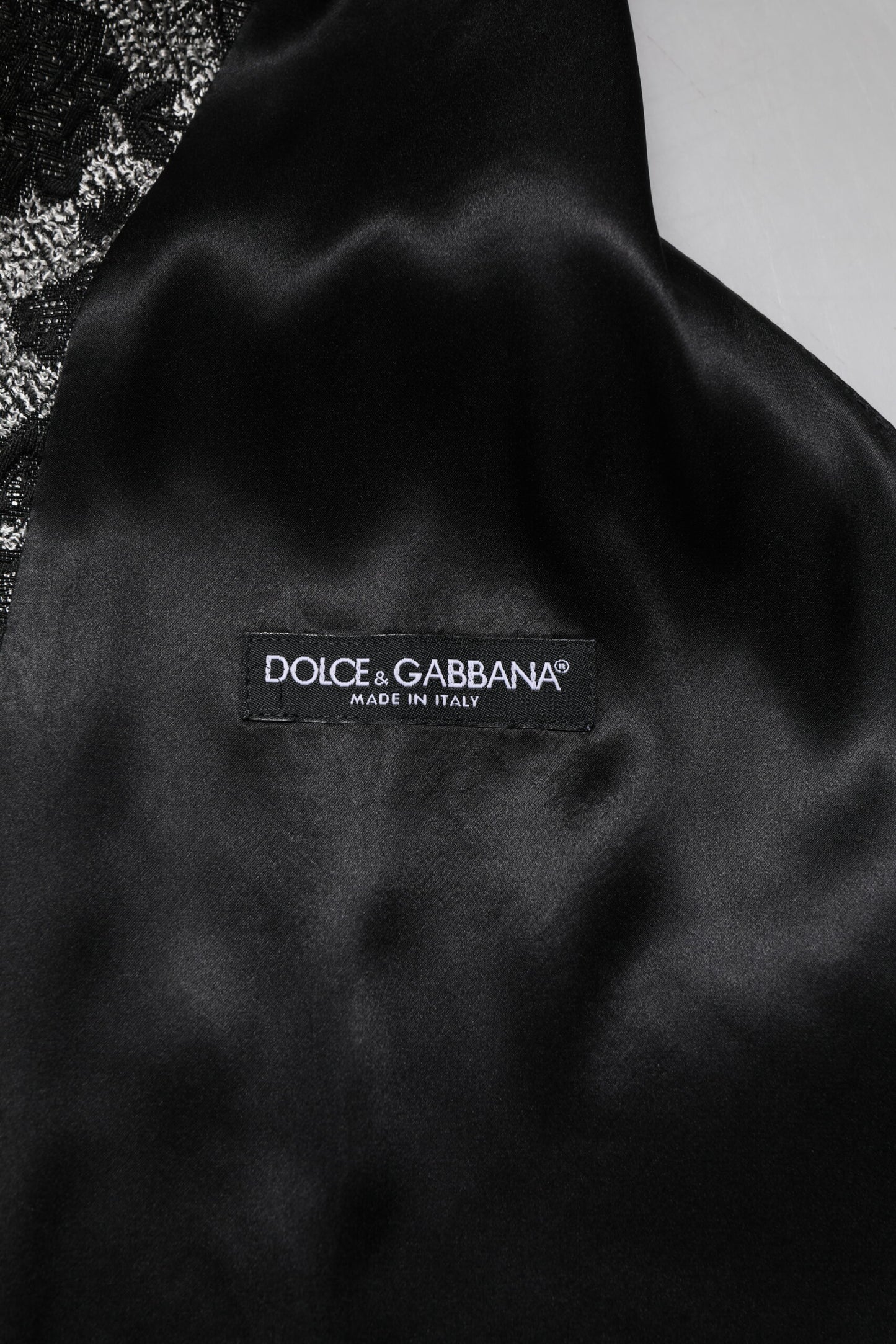 Dolce & Gabbana Schwarzer grauer Brokat Formal Männer Weste Weste
